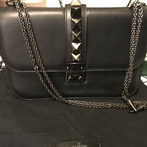 Valentino Black Crossbody Bag with Silver Accents